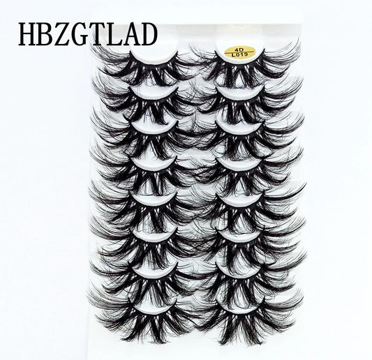 HBZGTLAD 8pairs 25mm long 3D Mink Lashes Natural Long False Eyelashes Dramatic Volume Fake Lashes Makeup Extension Eyelashes