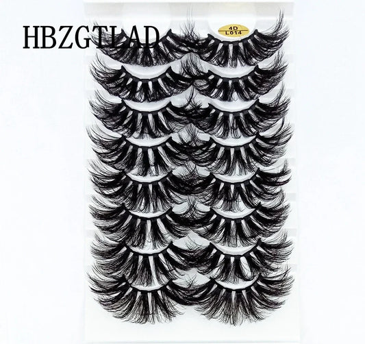 HBZGTLAD 8pairs 25mm long 3D Mink Lashes Natural Long False Eyelashes Dramatic Volume Fake Lashes Makeup Extension Eyelashes